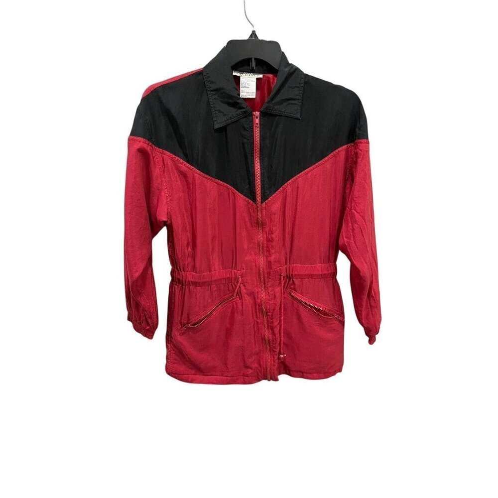 Vintage Silk Exchange Jacket Women's Small Oversized Jacket With Drawstring